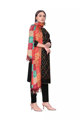 Manvaa Women'S stylish Black And Green Color EmbroideredCombo Dress Material
