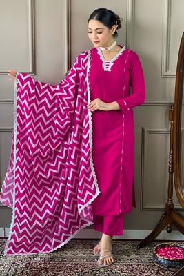 Gajri colour viscosee fabric printed and embroidered partywear suit 1