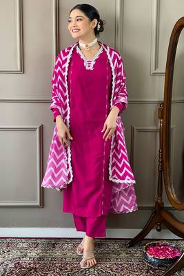 Gajri colour viscosee fabric printed and embroidered partywear suit 4