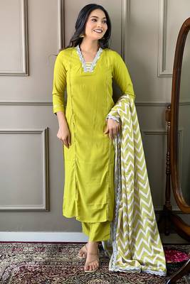 Lemon colour viscosee fabric printed and embroidered partywear suit 1