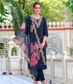 Graceful partywear readymade black colour suit for festive and partywear looks