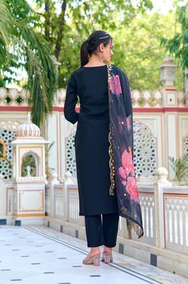 Graceful partywear readymade black colour suit for festive and partywear looks 2