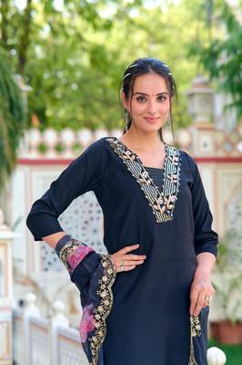 Graceful partywear readymade black colour suit for festive and partywear looks 3