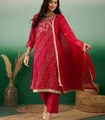 Beautifully embroidered marooncolour jam cotton fabric smart partywear ethnic suit