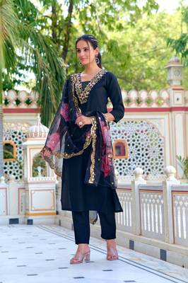 Graceful partywear readymade black colour suit for festive and partywear looks 4