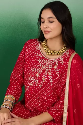 Beautifully embroidered marooncolour jam cotton fabric smart partywear ethnic suit