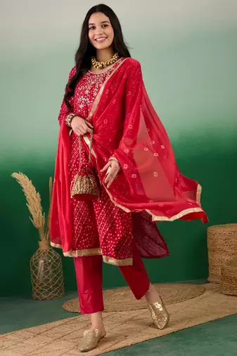 Beautifully embroidered marooncolour jam cotton fabric smart partywear ethnic suit