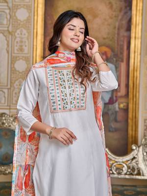Graceful partywear readymade white colour suit for festive and partywear looks 2