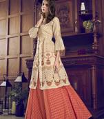 Beautiful cream color heavy embroidered partywear indian dress for girlish trendy looks