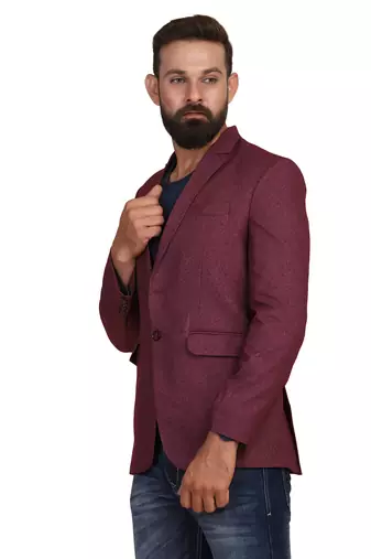 Men suede maroon blazer