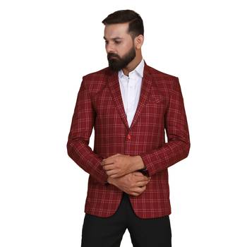 Tahvo men tweed maroon check blazer 1