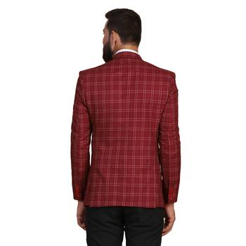 Tahvo men tweed maroon check blazer 2