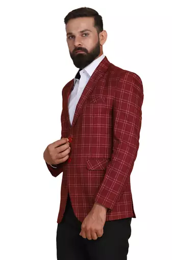 Tahvo men tweed maroon check blazer