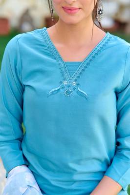 Graceful partywear readymade sky blue colour suit for festive and partywear looks 4