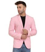 men pink solid single breasted casual blazer