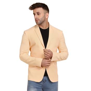 Tahvo men orange solid single breasted casual blazer 1