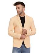 Tahvo men orange solid single breasted casual blazer