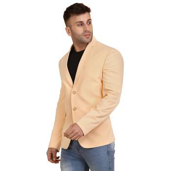 Tahvo men orange solid single breasted casual blazer 2