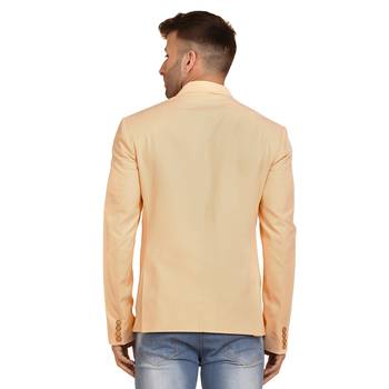 Tahvo men orange solid single breasted casual blazer 3