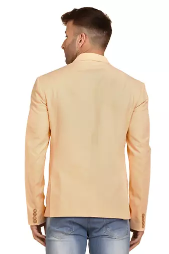 Tahvo men orange solid single breasted casual blazer