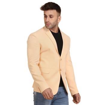 Tahvo men orange solid single breasted casual blazer 4