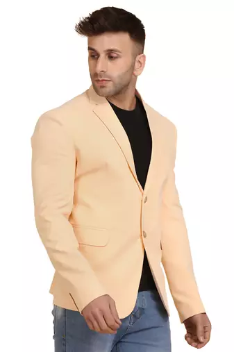 Tahvo men orange solid single breasted casual blazer