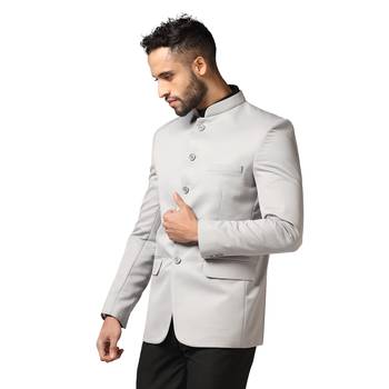 Tahvo men light grey bandhgala blazer 2
