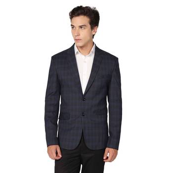 men blue checks blazer 1