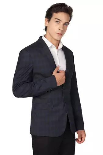 men blue checks blazer