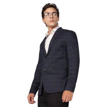 men blue checks blazer 3