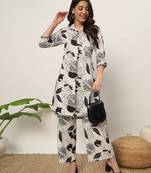 White colour beautiful trendy coord set dress with girlish floral print for ethnic looks