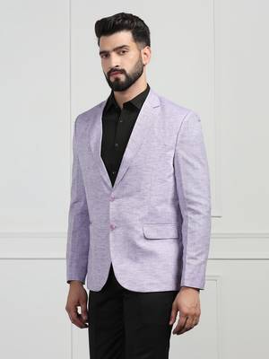 men linen Purple blazer 4