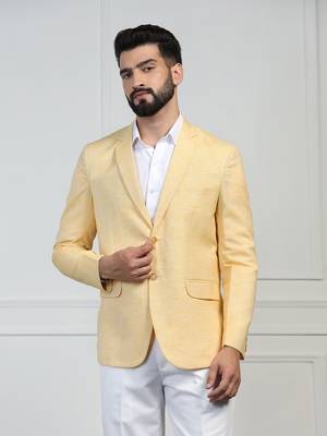 Men linen yellow blazer 1