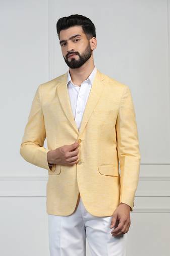 Men linen yellow blazer