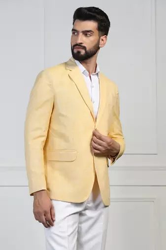 Men linen yellow blazer