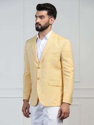 Men linen yellow blazer 3