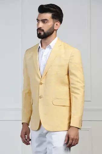 Men linen yellow blazer