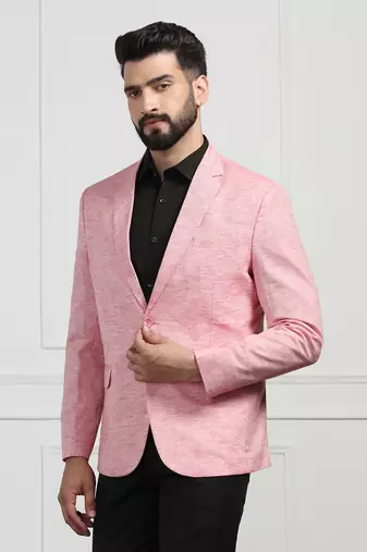 Men linen pink blazer