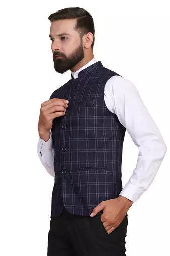 men navy blue tweed modi jacket