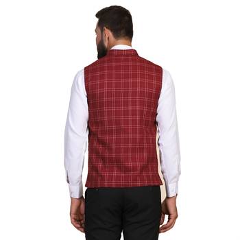 men maroon tweed nehru jacket 2
