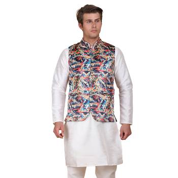 men multi satin nehru jacket 1