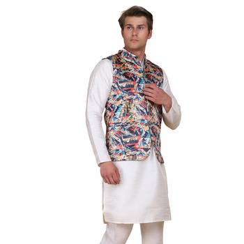 men multi satin nehru jacket 2