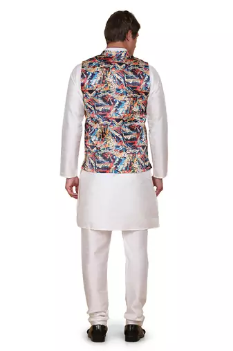 men multi satin nehru jacket