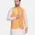 men orange silk blend nehru jacket
