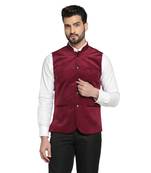 men maroon velvet nehru jacket