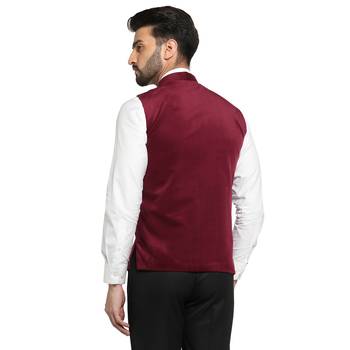 men maroon velvet nehru jacket 4