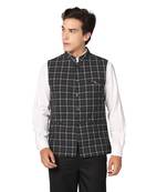 men black check nehru jacket