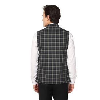 men black check nehru jacket 4