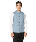 men blue checks nehru jacket