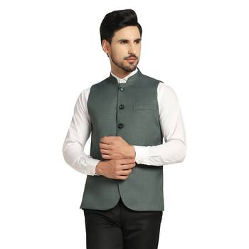 men green solids nehru jacket 1